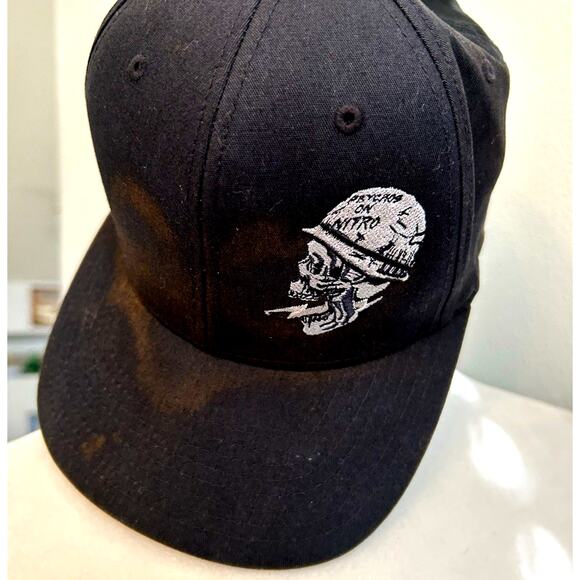 Metal Mulisha Nitro Hat Skull smoking flexfit Cap Distressed THRASHED Faded S/M - Picture 1 of 12